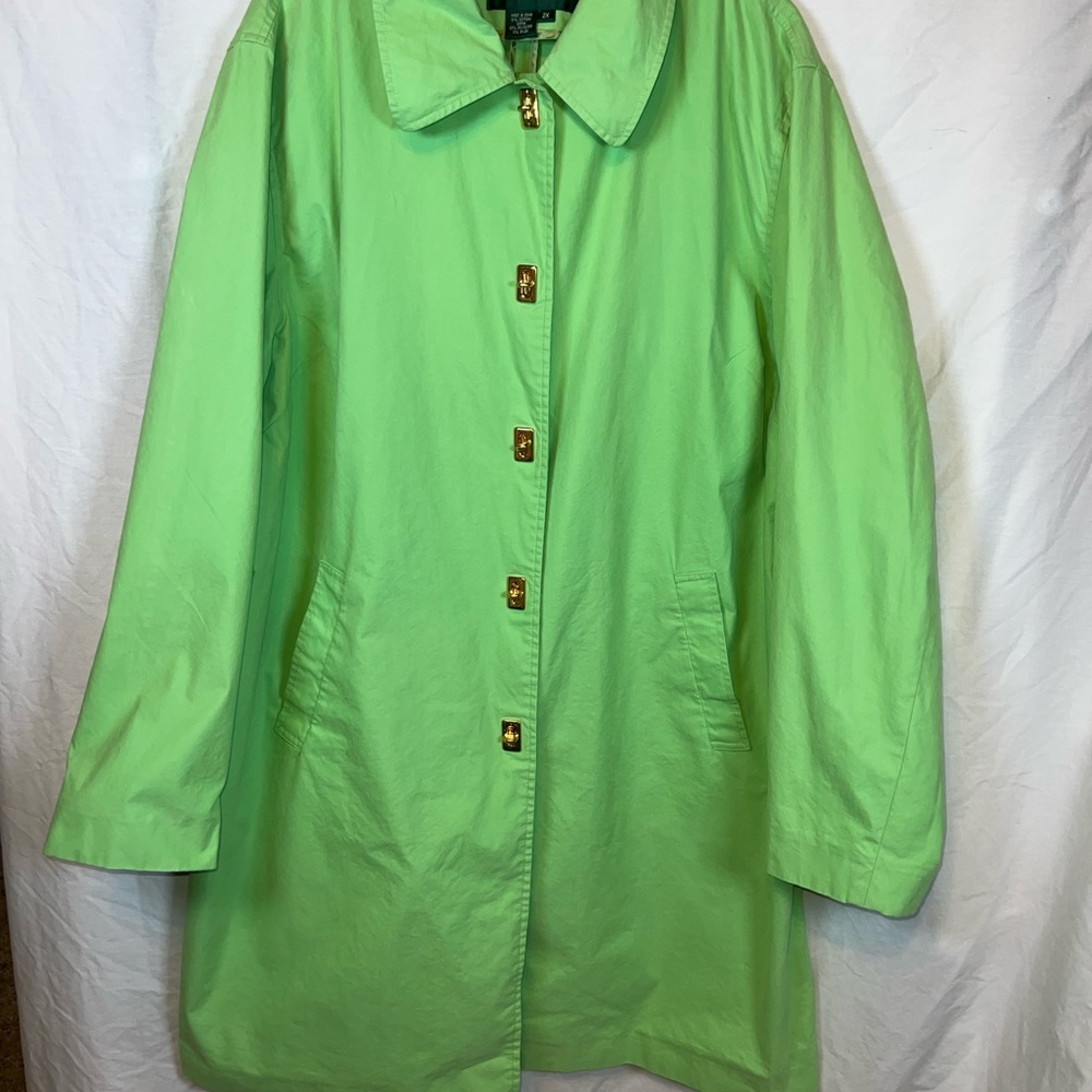 Ralph Lauren 2X Lime Green Trench Coat